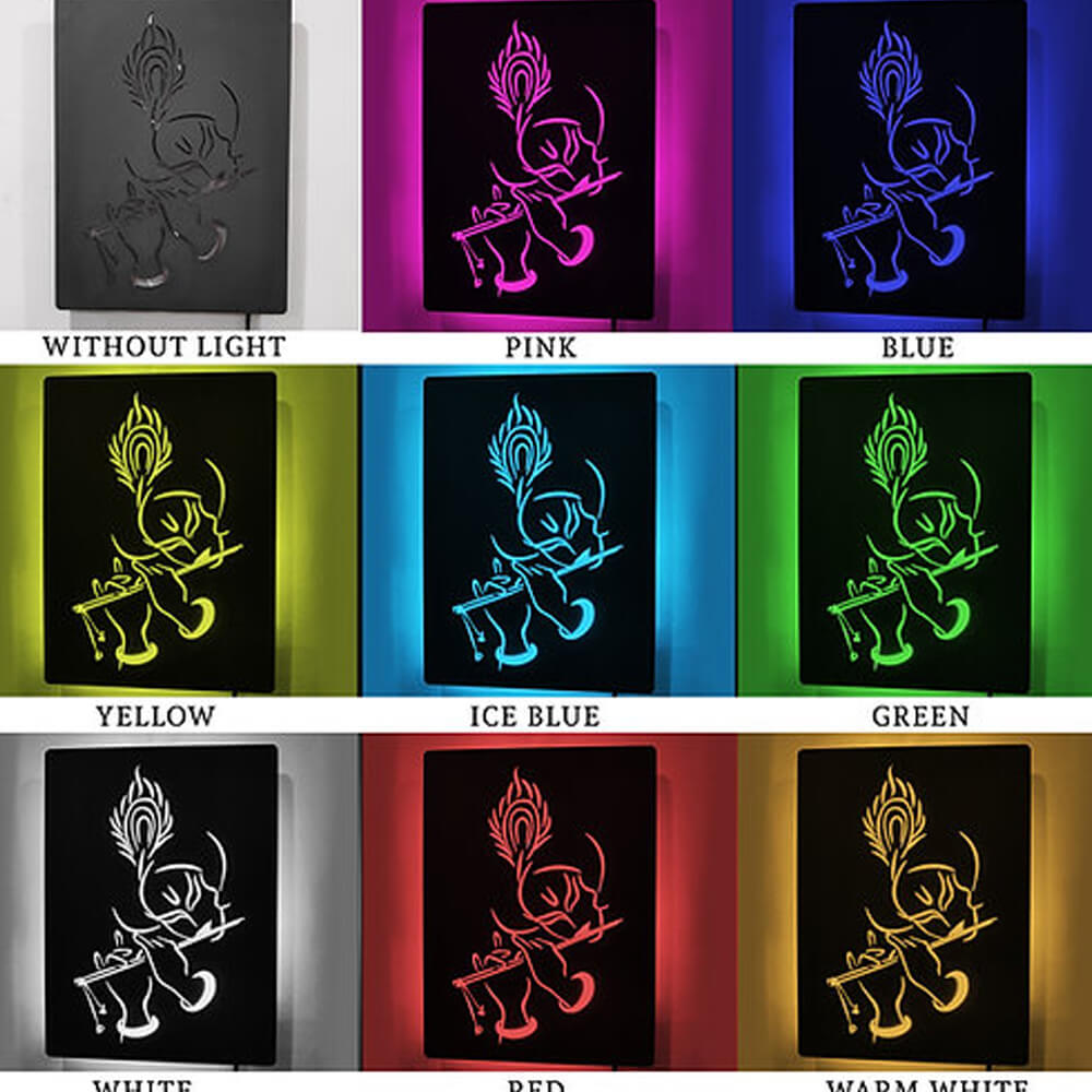 Krishna Ji Wall Hanging Frame with Led Light - 2