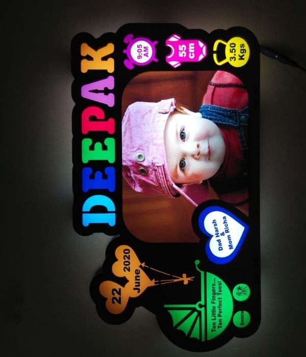 Customized Led Photo Frame for New Born Baby - 2