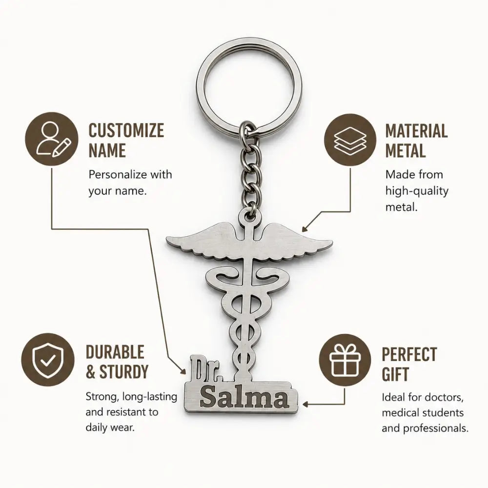 Doctor logo metal keychain With Name