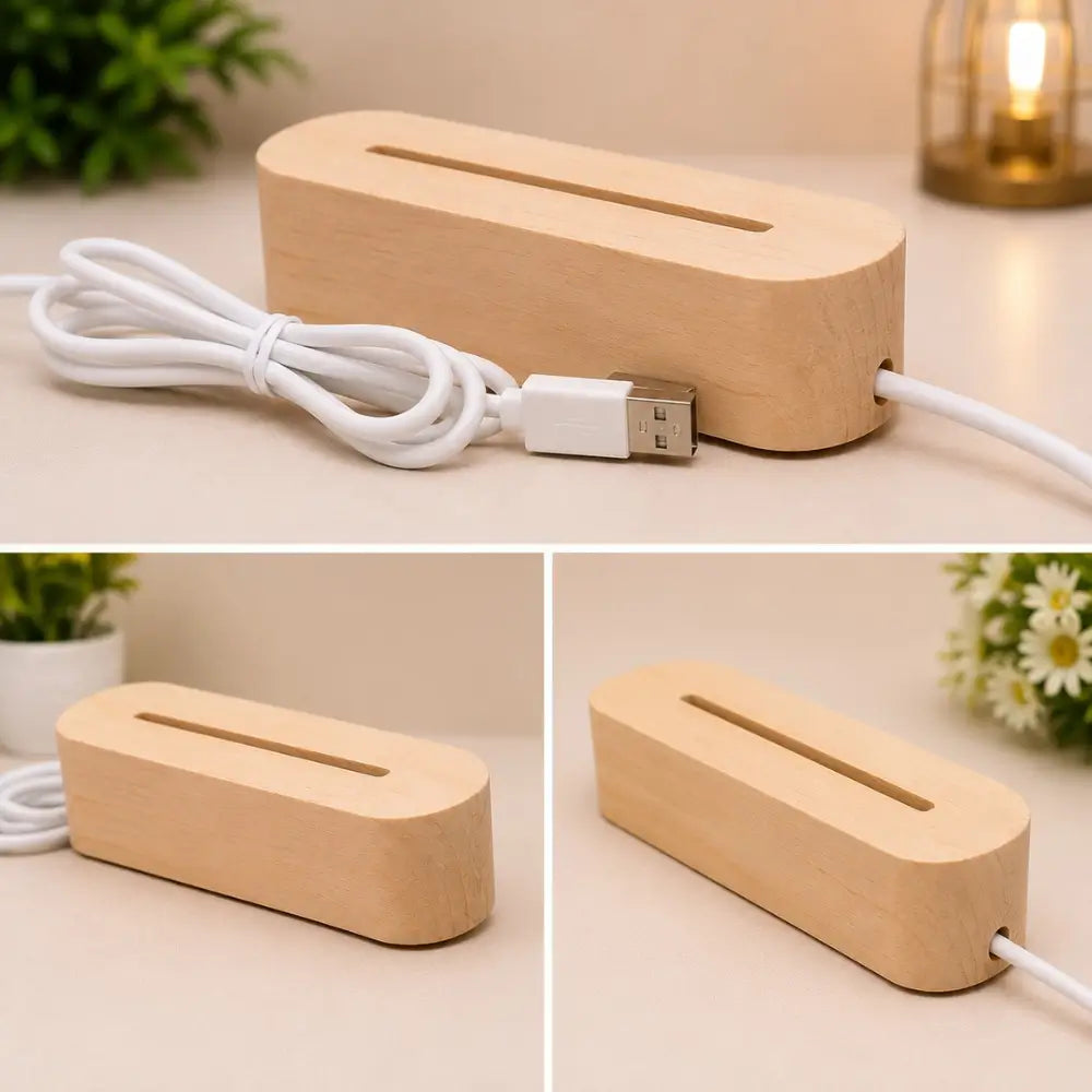 Premium Wooden USB LED Lamp Base.