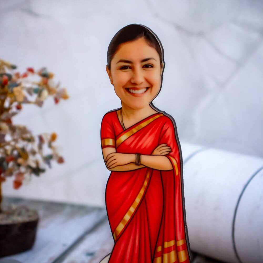 Customized Caricature for Maa in saree - 5