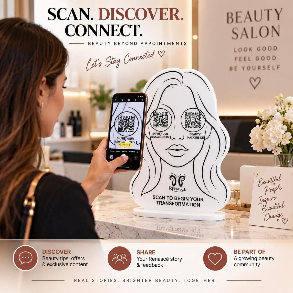 Custom Beauty Salon QR Code Display Stand |