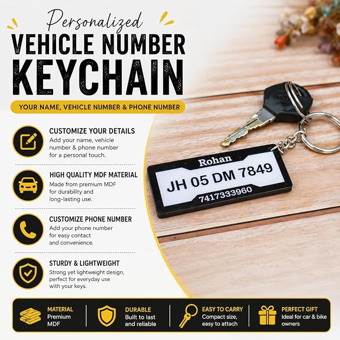 Customized Sublimation Bike & Car Number Plate Keychain