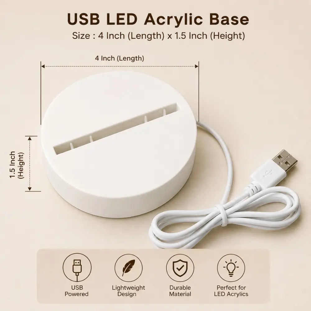 Round LED Lamp Base with USB & Battery Support