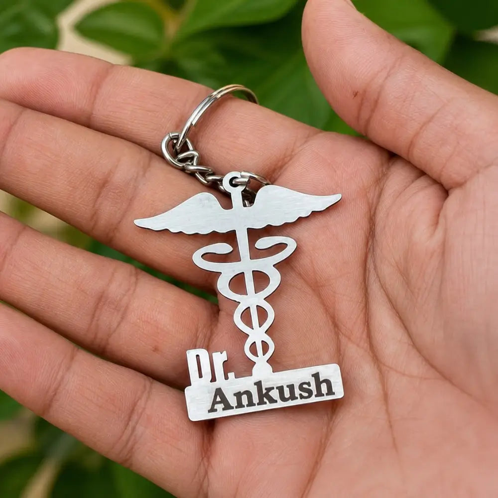 Doctor logo metal keychain With Name