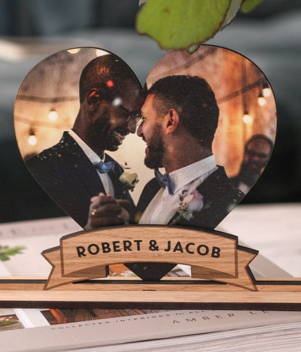 Customized Table Top Heart frame with name & photos - 2