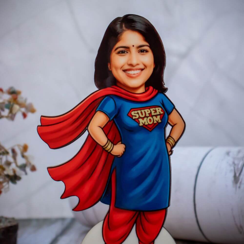Customized Super Mom Caricature with Photo - 2