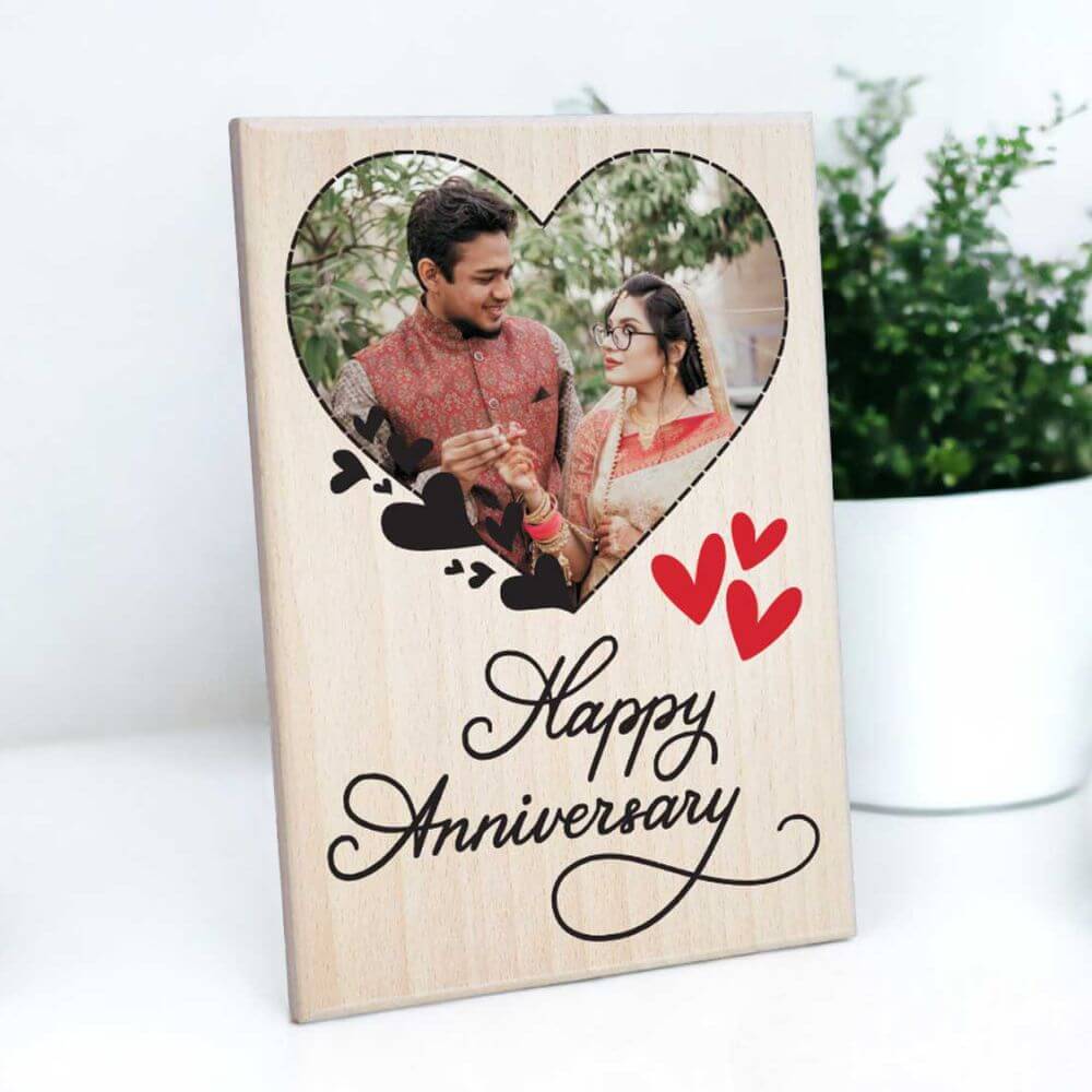 Personalized Wooden Heart Photo Frame for Anniversary Gift - 2