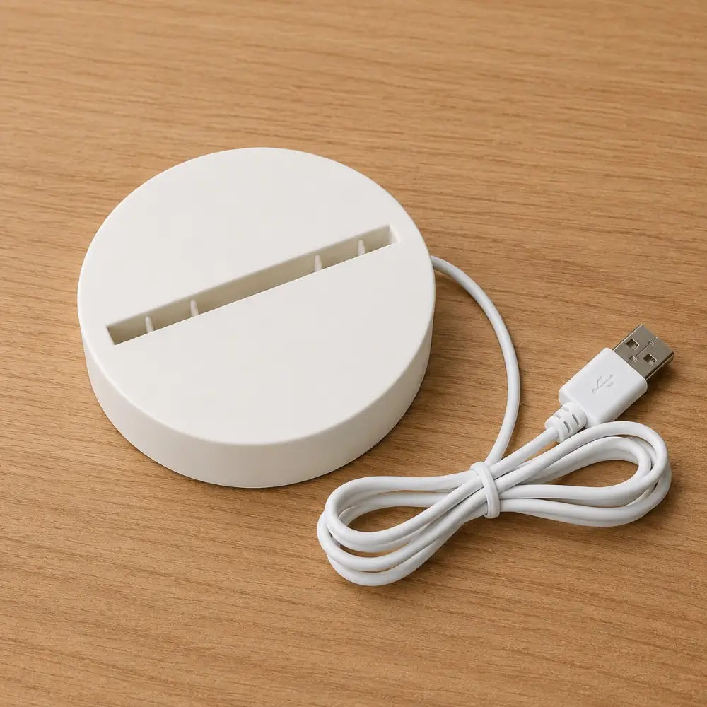 Round LED Lamp Base with USB & Battery Support