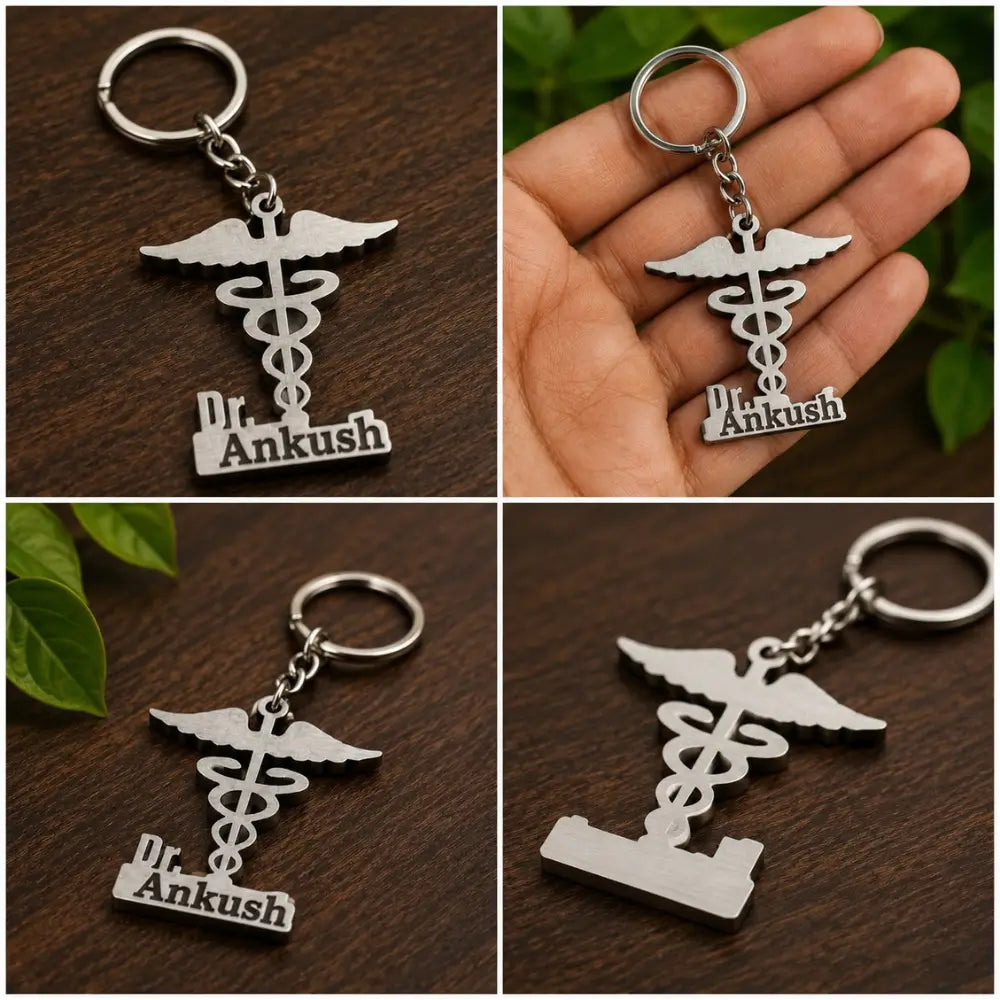 Doctor logo metal keychain With Name