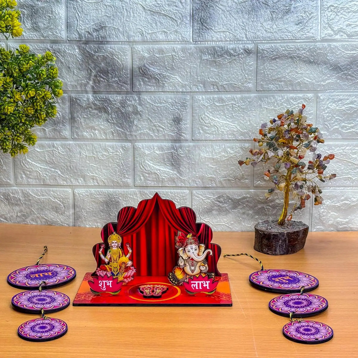 Diwali Puja Decor Set Featuring Lakshmi Ganesh |
