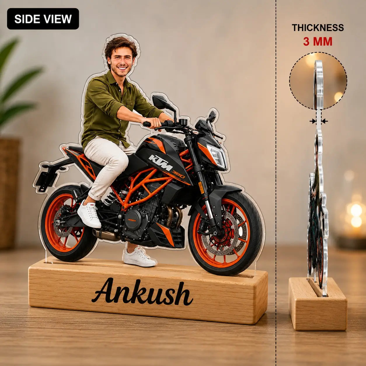 Personalized Bike Caricature Standee | Custom Photo, Bike & Name
