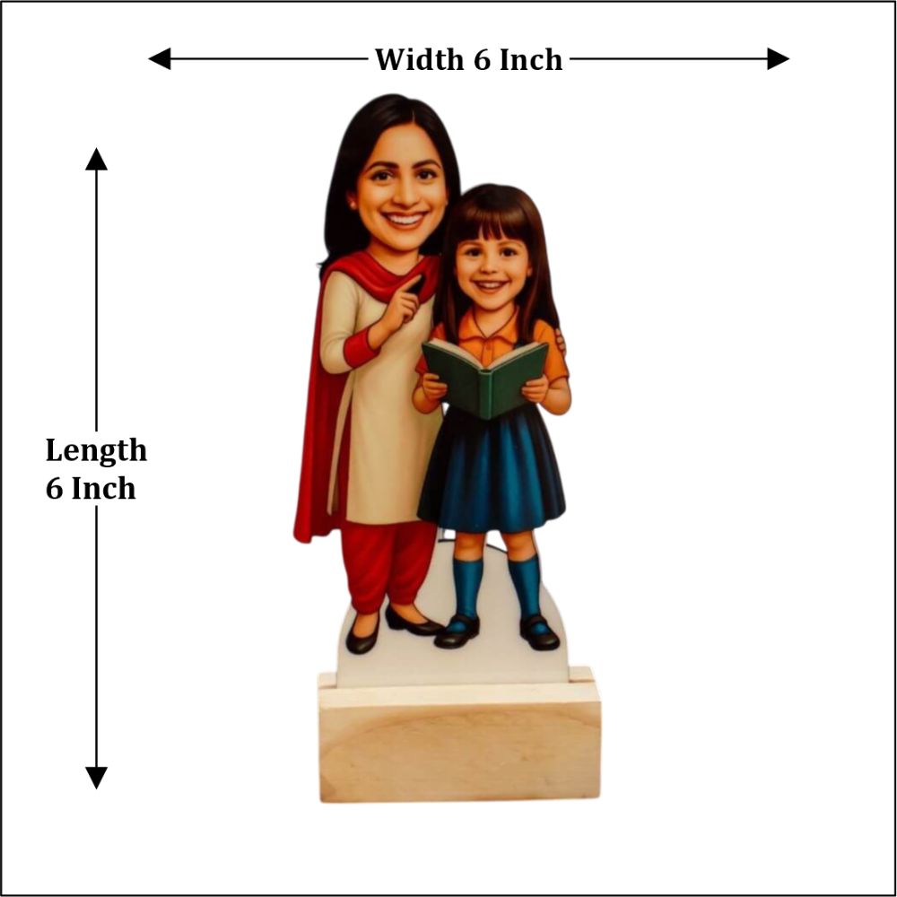 Personalized Mom Daughter Caricature with Photo - 3