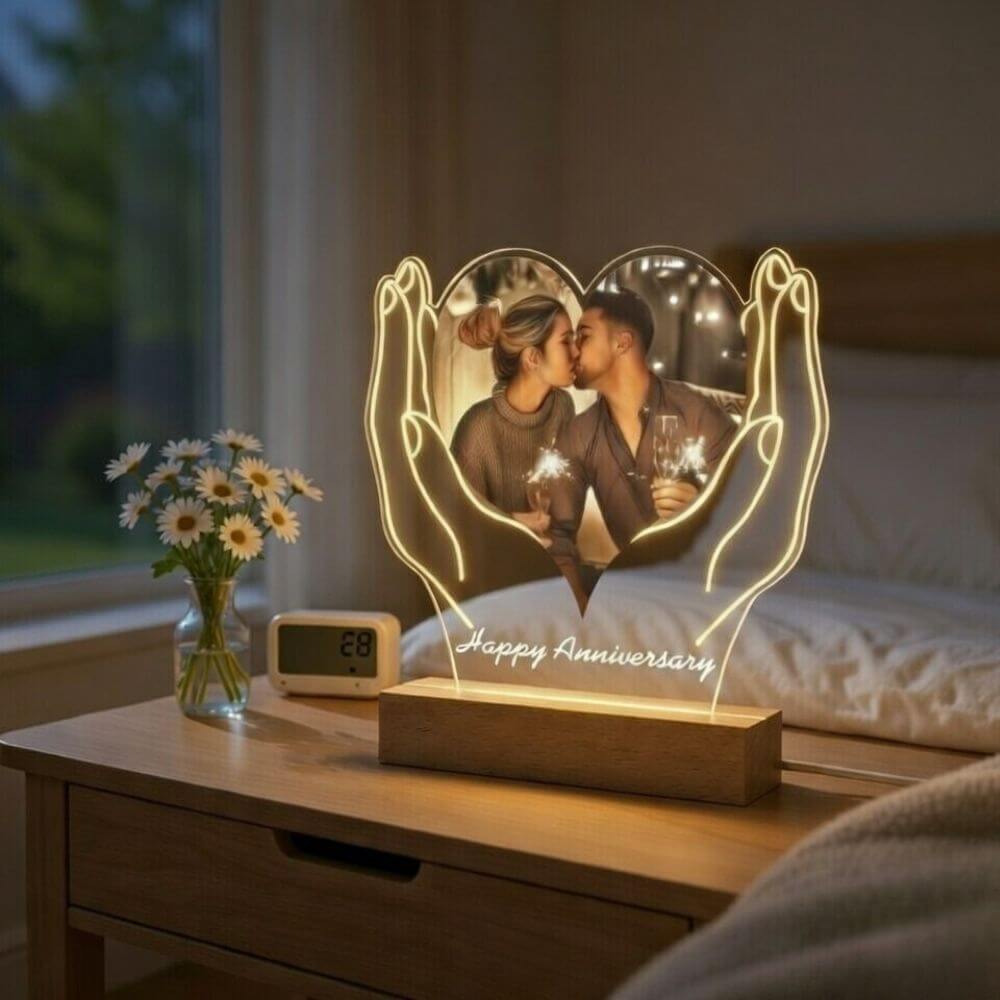 Heart-Hand 3D Photo Lamp