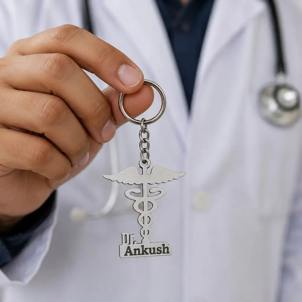 Doctor logo metal keychain With Name