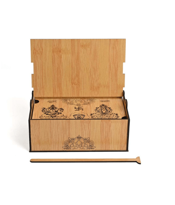 Diwali Lakshmi Ganesha Engraved Wooden Dry Fruit Box - 2