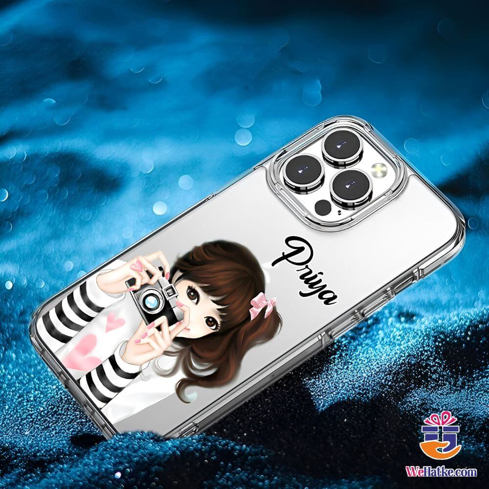 Customized Back Case cute Girl with camera - 3