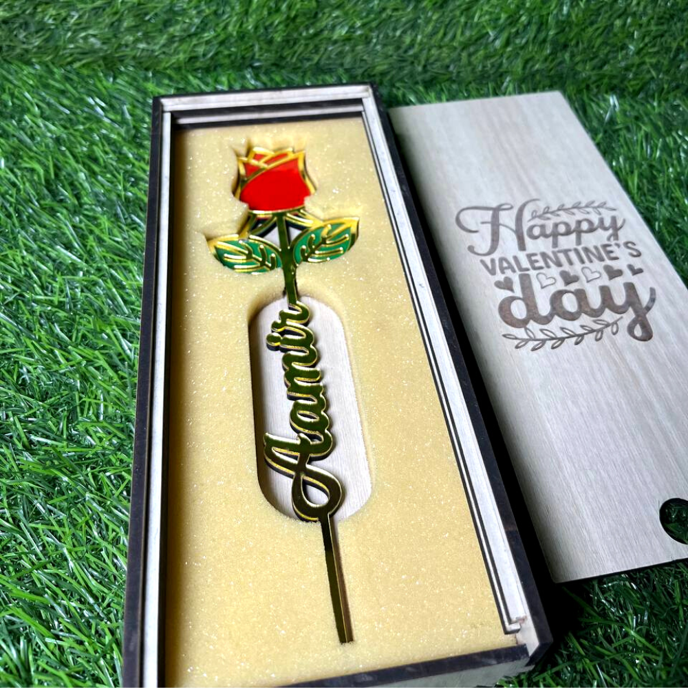Customized golden Rose with any Name for Couple on Valentine, anniversary - 2