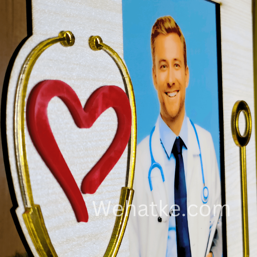 Customized 3d Doctor's Photo Frame with Stethoscope - 2