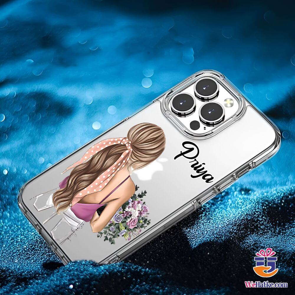 Customized Back Case For Girl With Flowers - 3