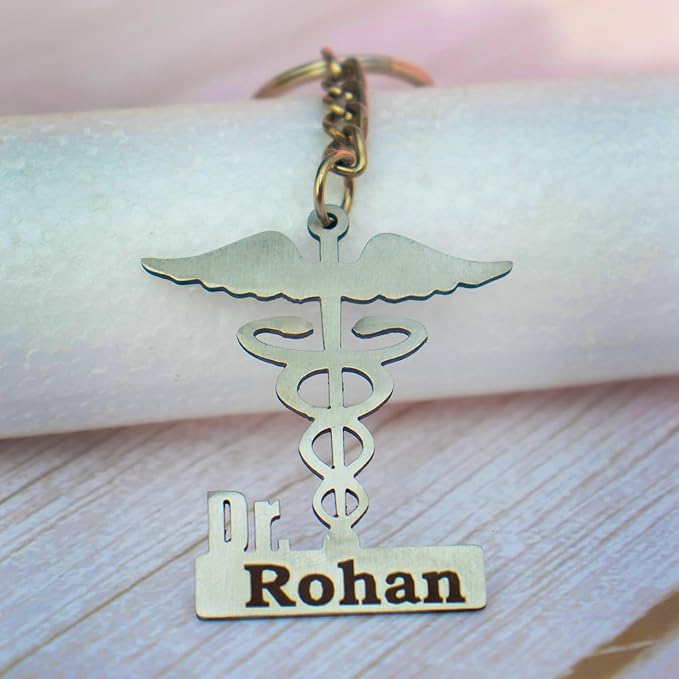 Doctor logo metal keychain With Name - 2