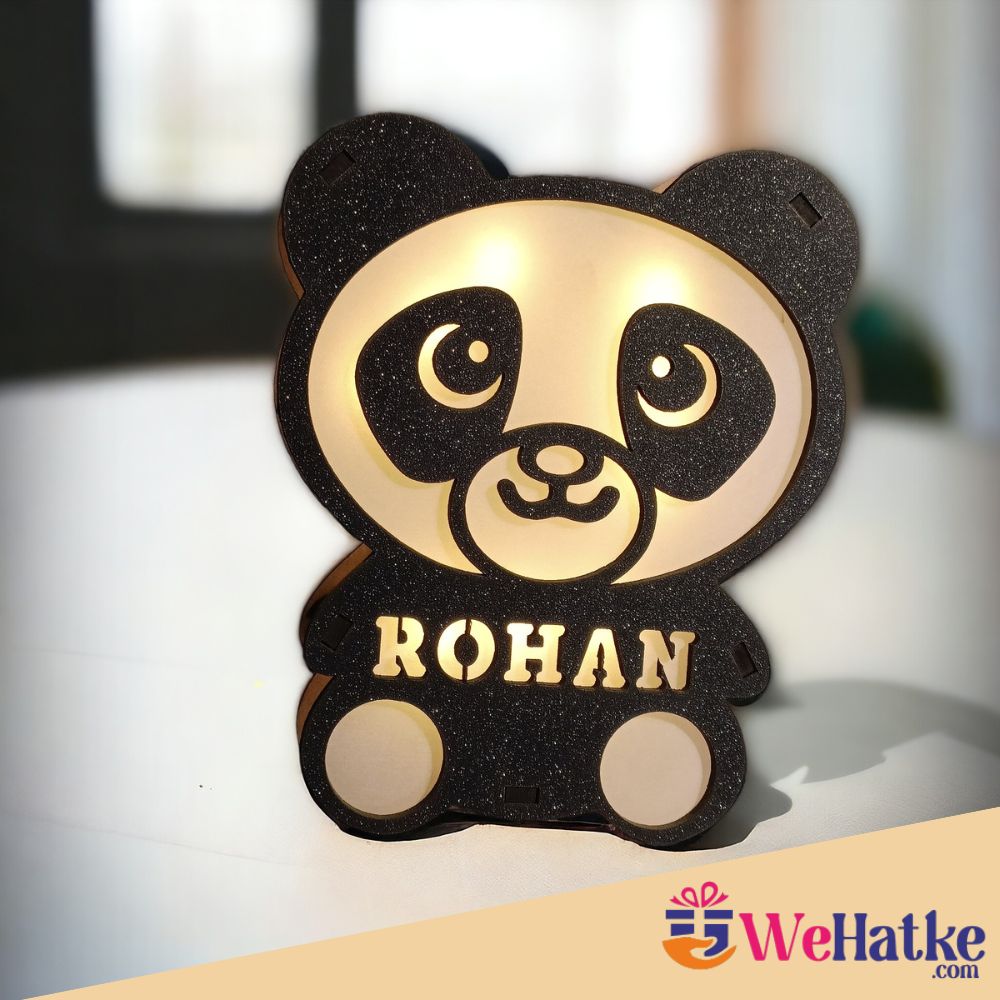 Personalized Wooden Panda Lamp With Name - 4