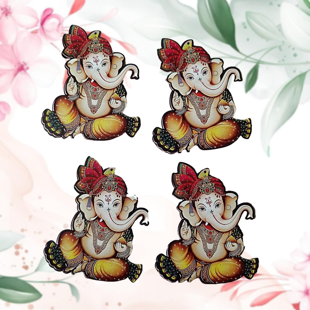 Paper Hanging Ganesh ji Diwali Décor Set of 10 Pcs - 3