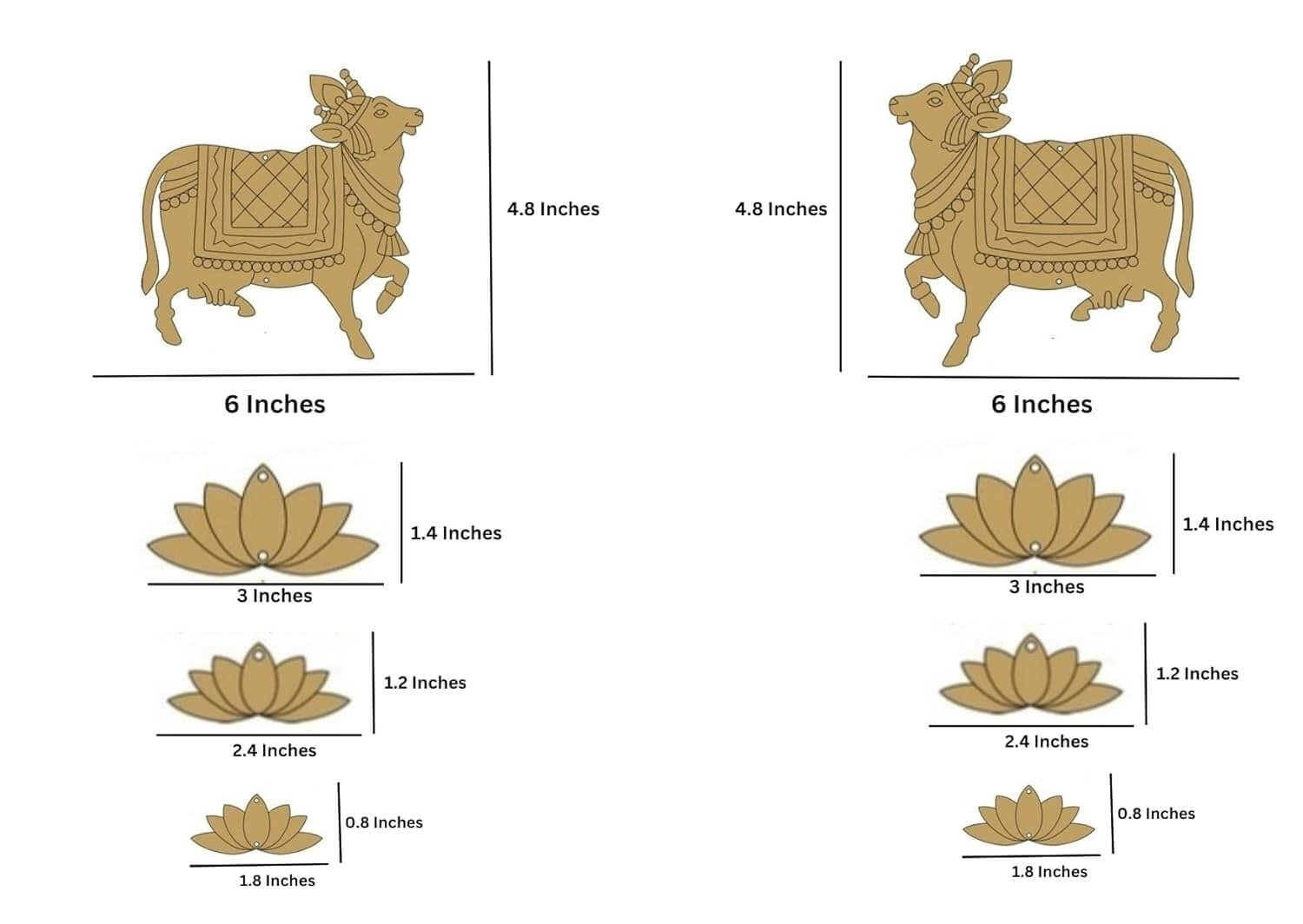 Pre Marked MDF Cow and Lotus - 2