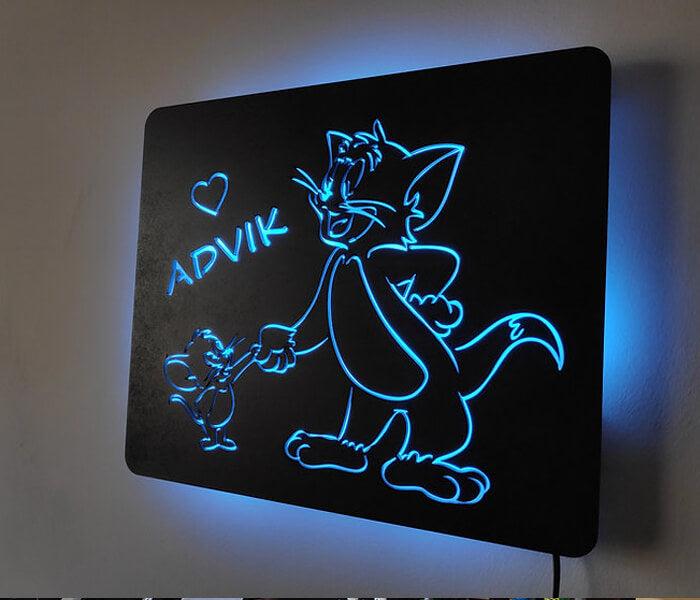 Customized Tom & Jerry Wall hanging Led Frame with Name - 3