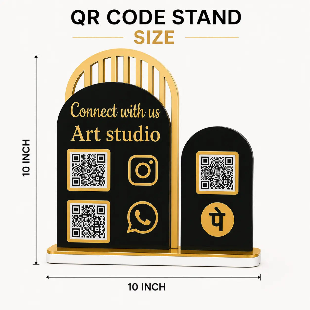 Premium Black & Gold Acrylic QR Code Stand