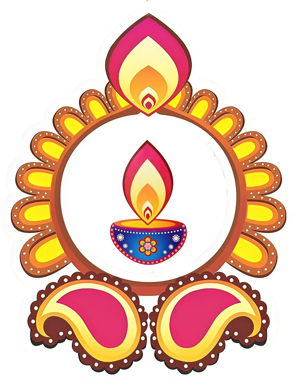 Paper Hanging Rangoli Deepak for Diwali Decoration Pack Of 5 - 4