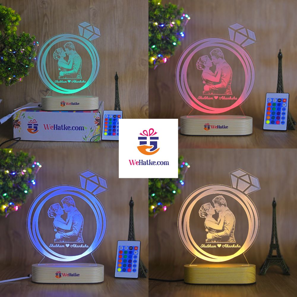 Diamond Ring Couple 3d Illusion Lamp Gift - 2