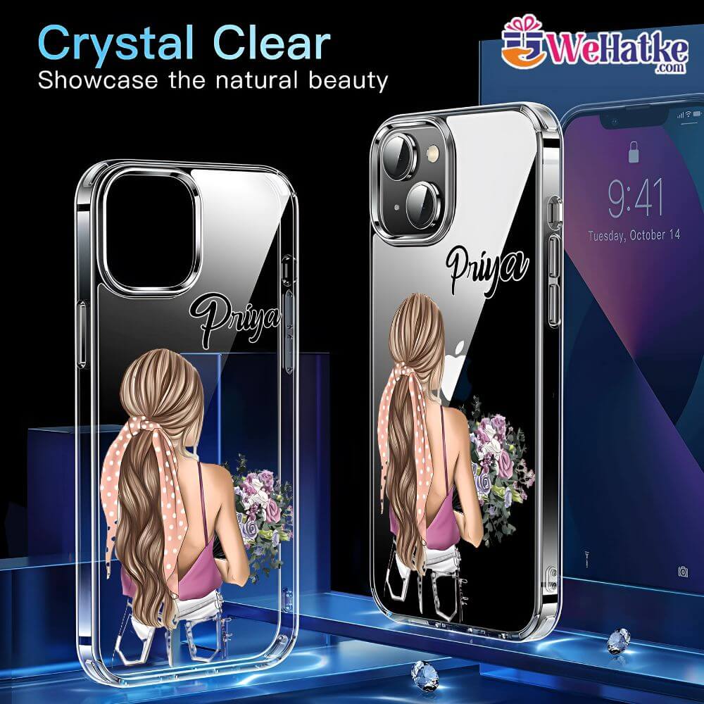 Customized Back Case For Girl With Flowers - 4