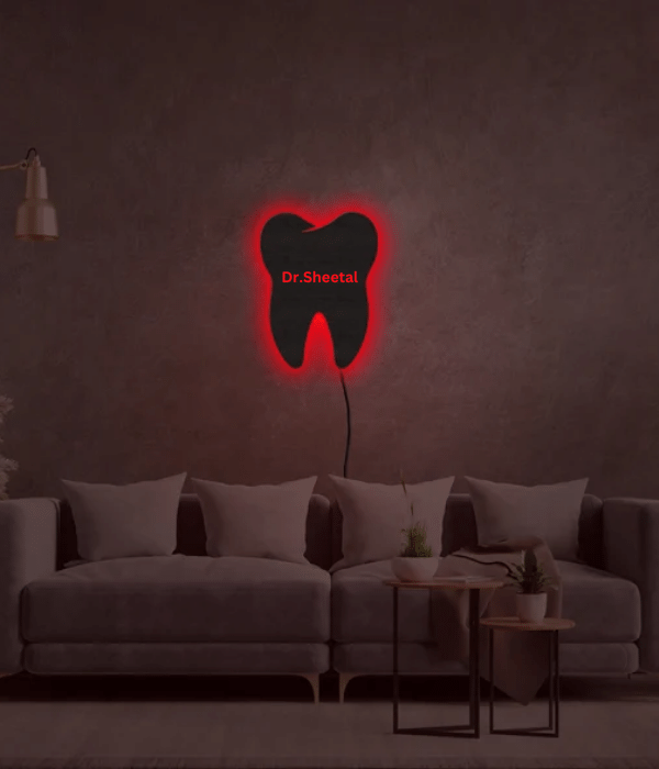 Customized MDF Teeth Led frame with name - 3