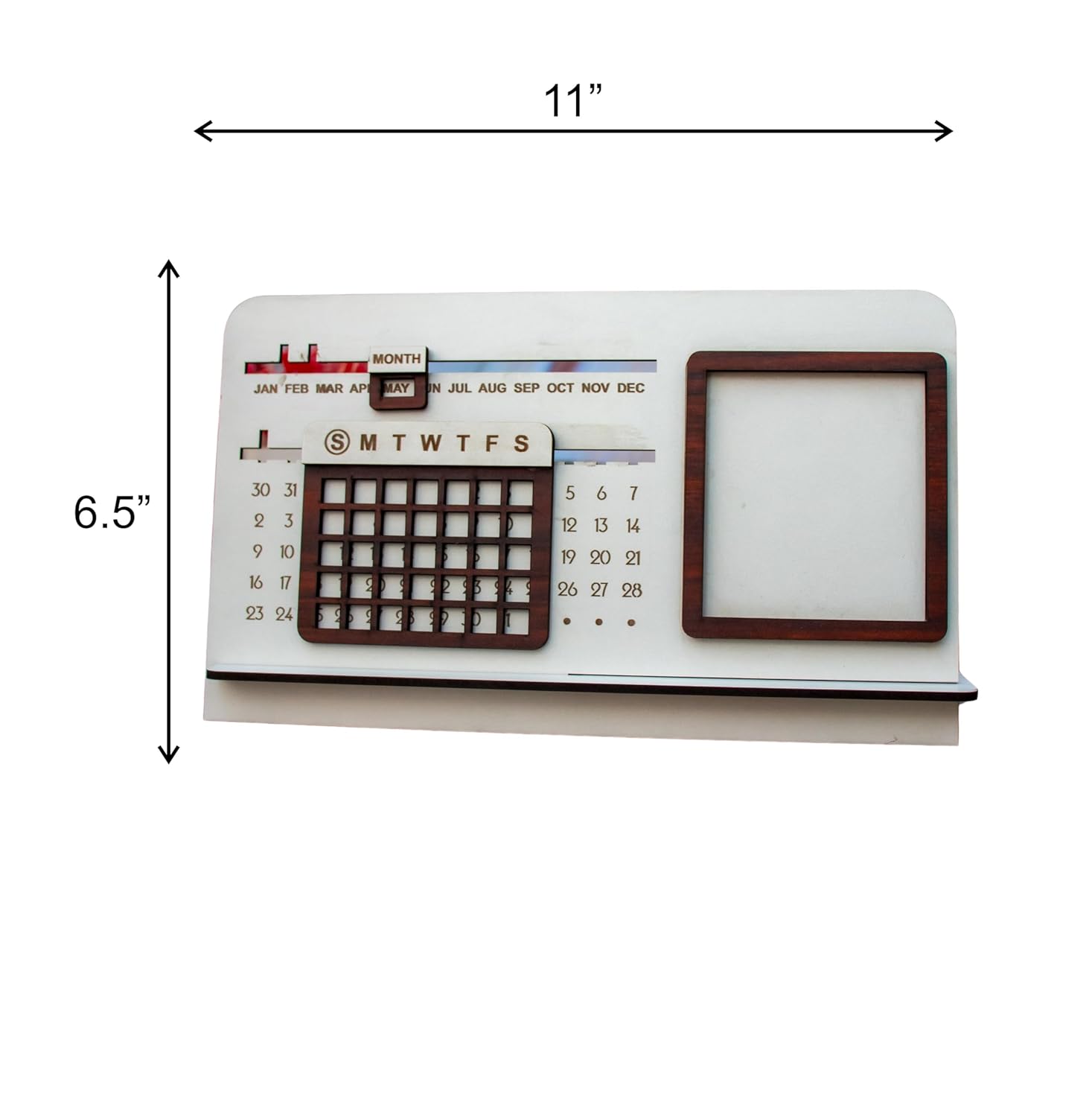 Corporate Wooden Perpetual Desk Calendar with Photo Frame - 2