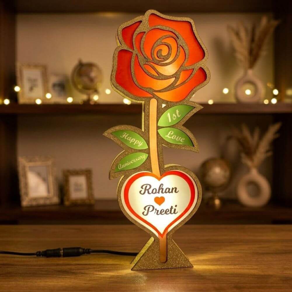 Personalized Rose LED Lamp with Names - 4