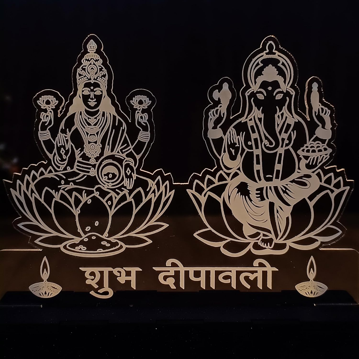 Laxmi Ganesh Lamp with Battery - 2