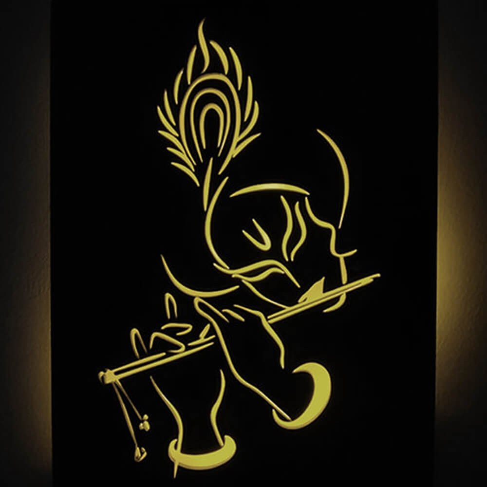 Krishna Ji Wall Hanging Frame with Led Light - 3
