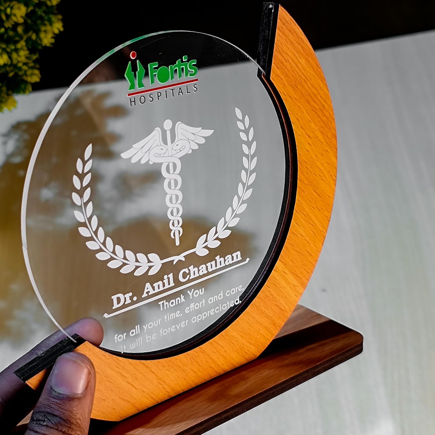 Corporate Wooden & Acrylic Round Trophy - 2