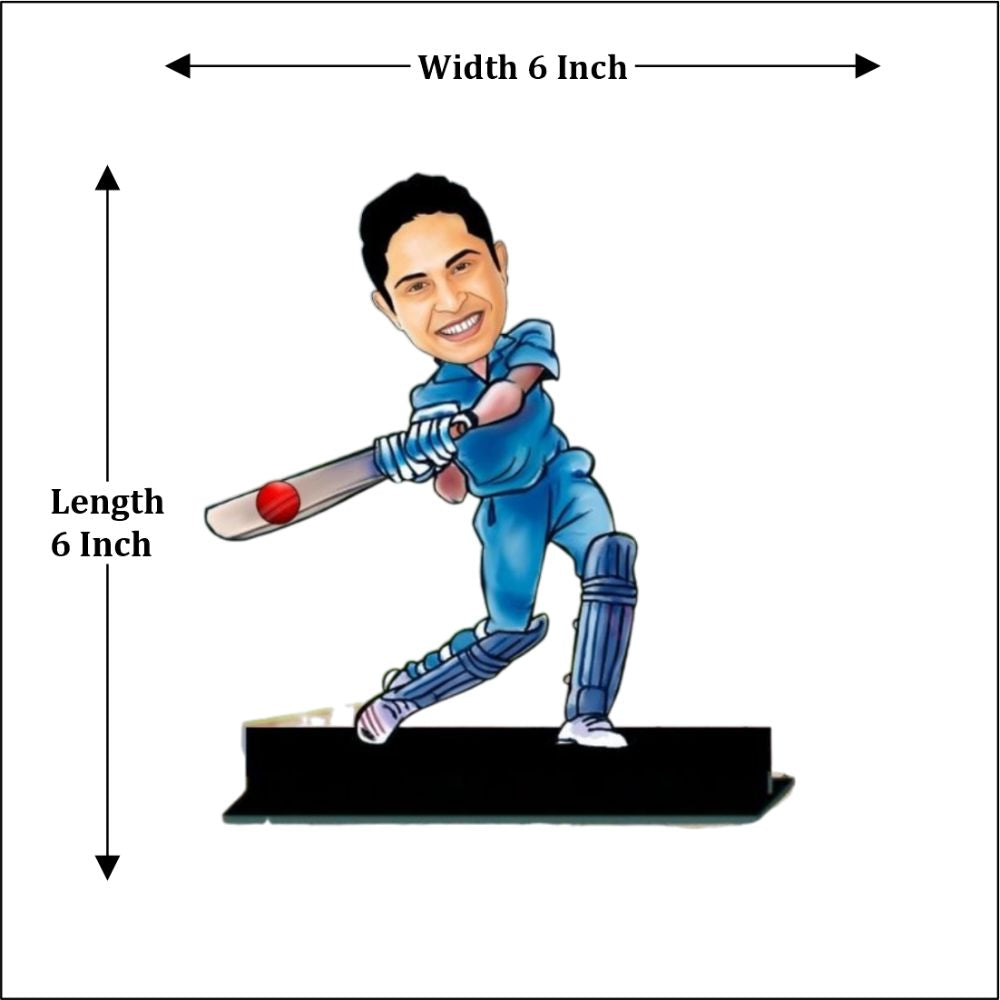 Customized cricket caricature with bat - 3