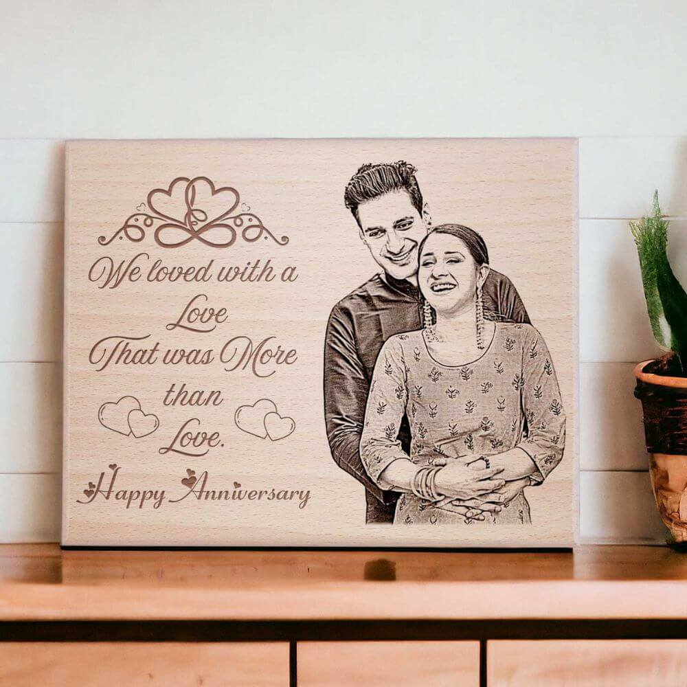 Engraved Wooden Anniversary Plaque Gift