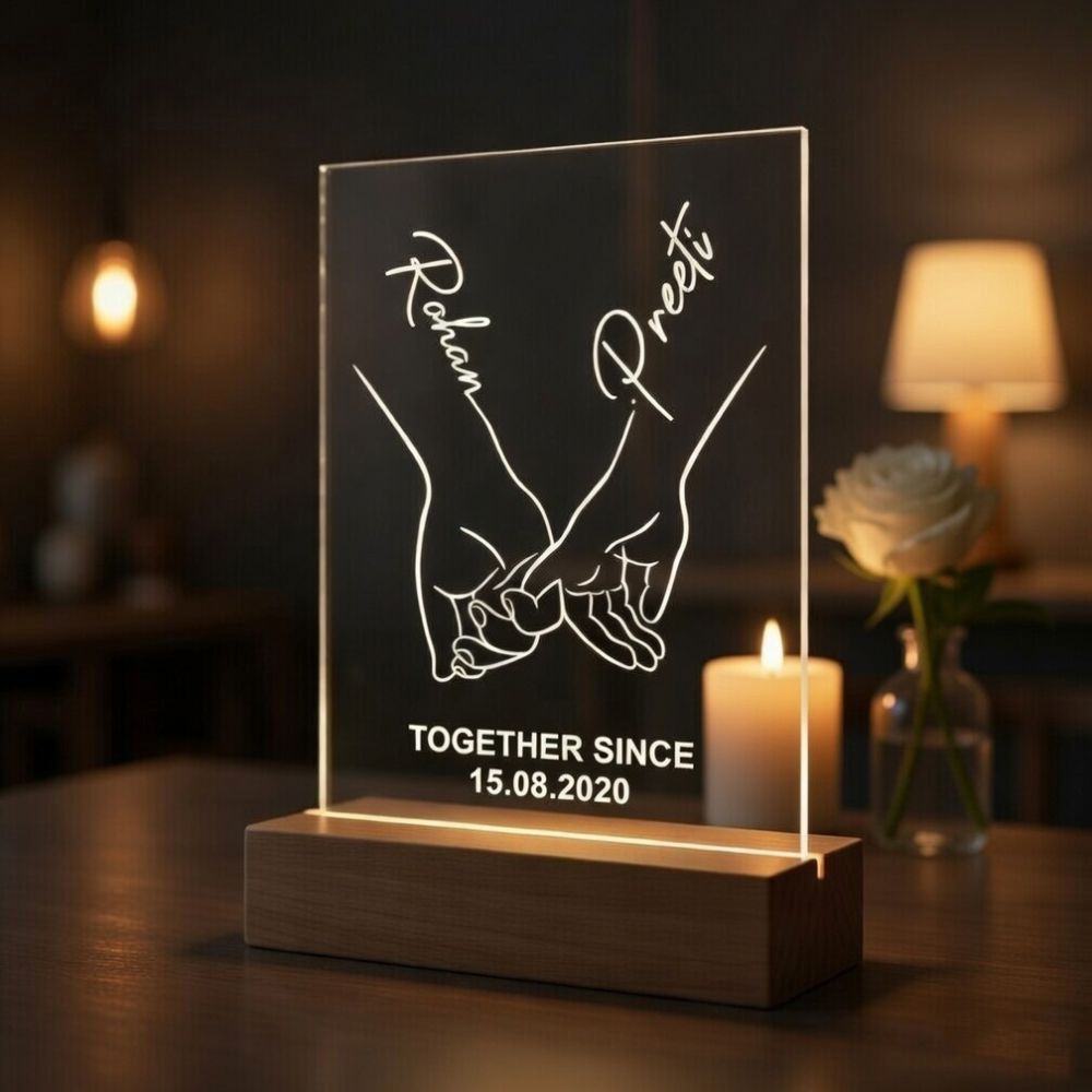 Personalized Couple Hands Anniversary LED Lamp - 3
