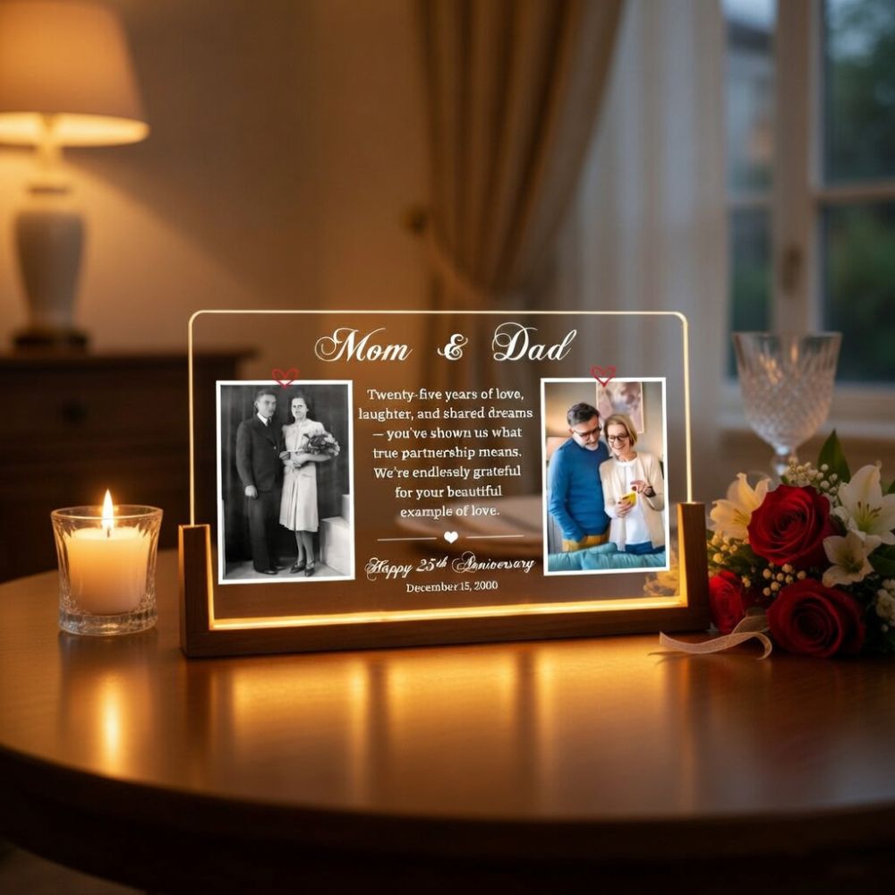 Personalized LED Photo Frame for Mom Dad - 2
