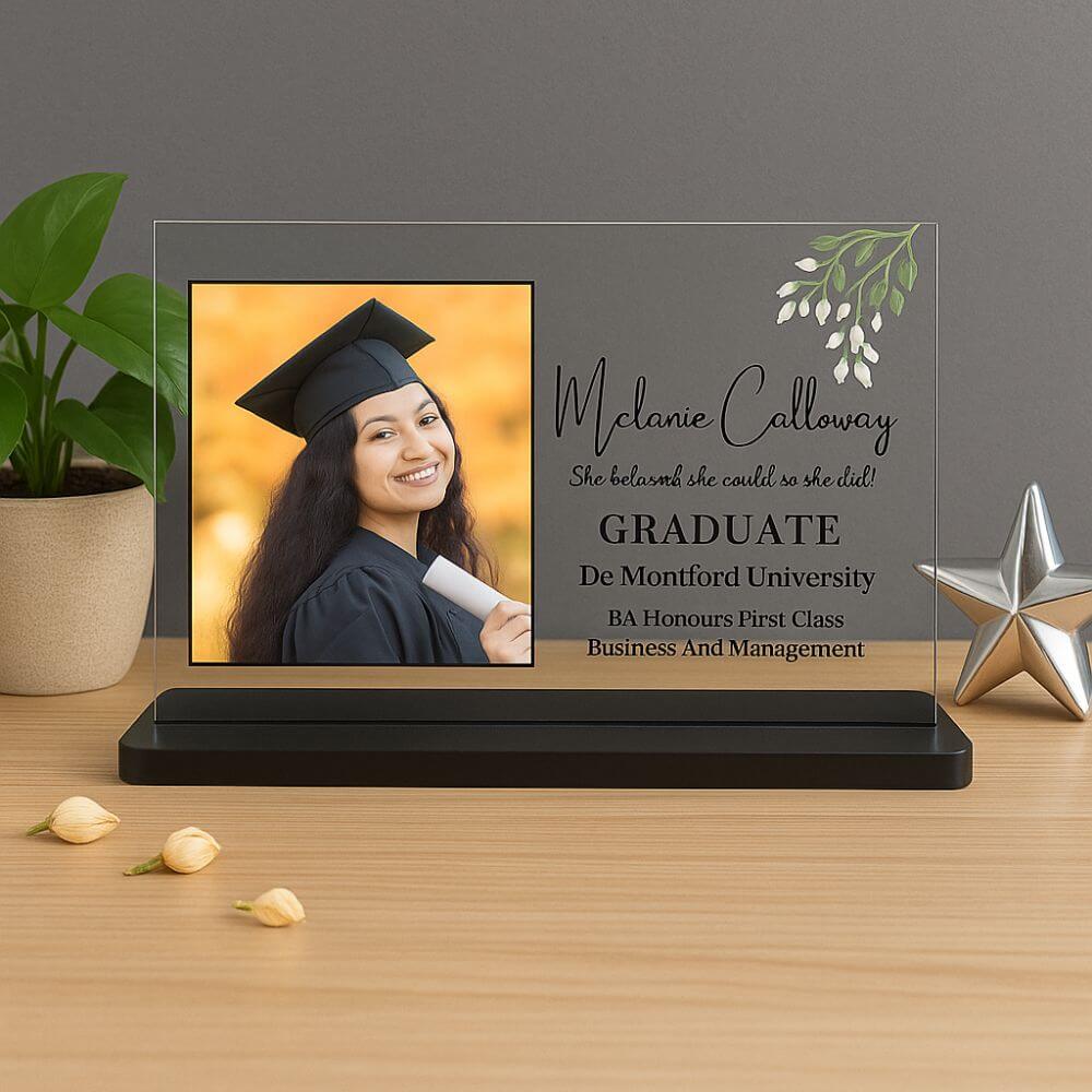 Personalized Photo and University Name Graduation Acrylic Frame Plaque - 3