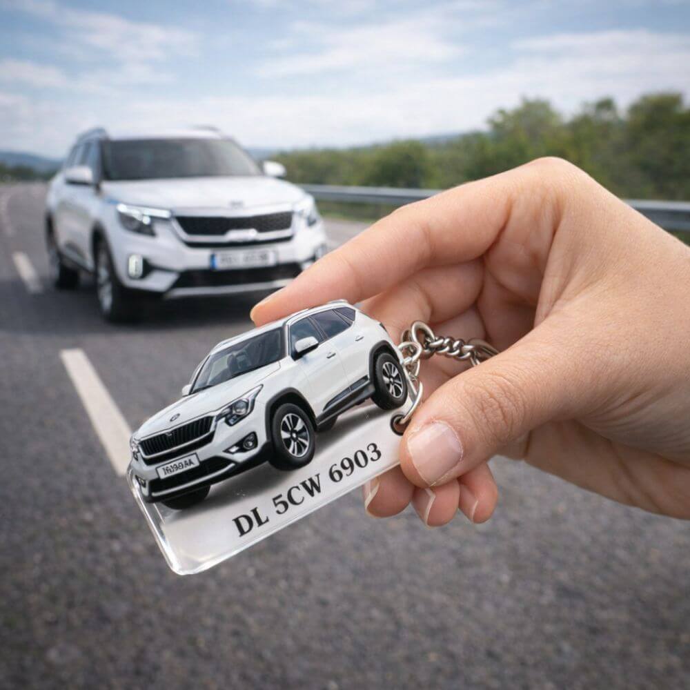 Personalized Car Photo Resin Keychain - 5
