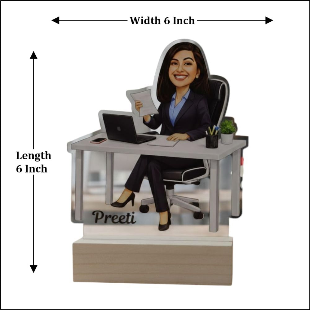 Office Girl Desk Caricature - 8