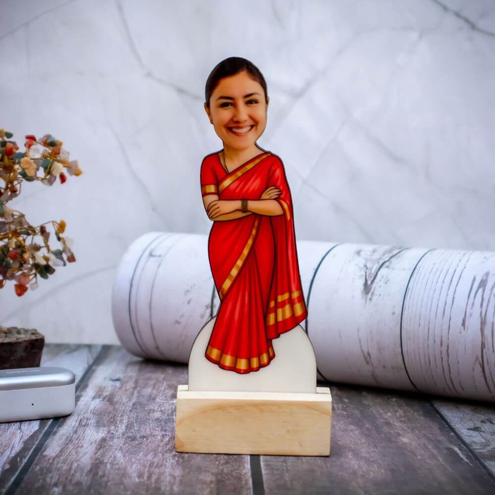 Customized Caricature for Maa in saree - 4