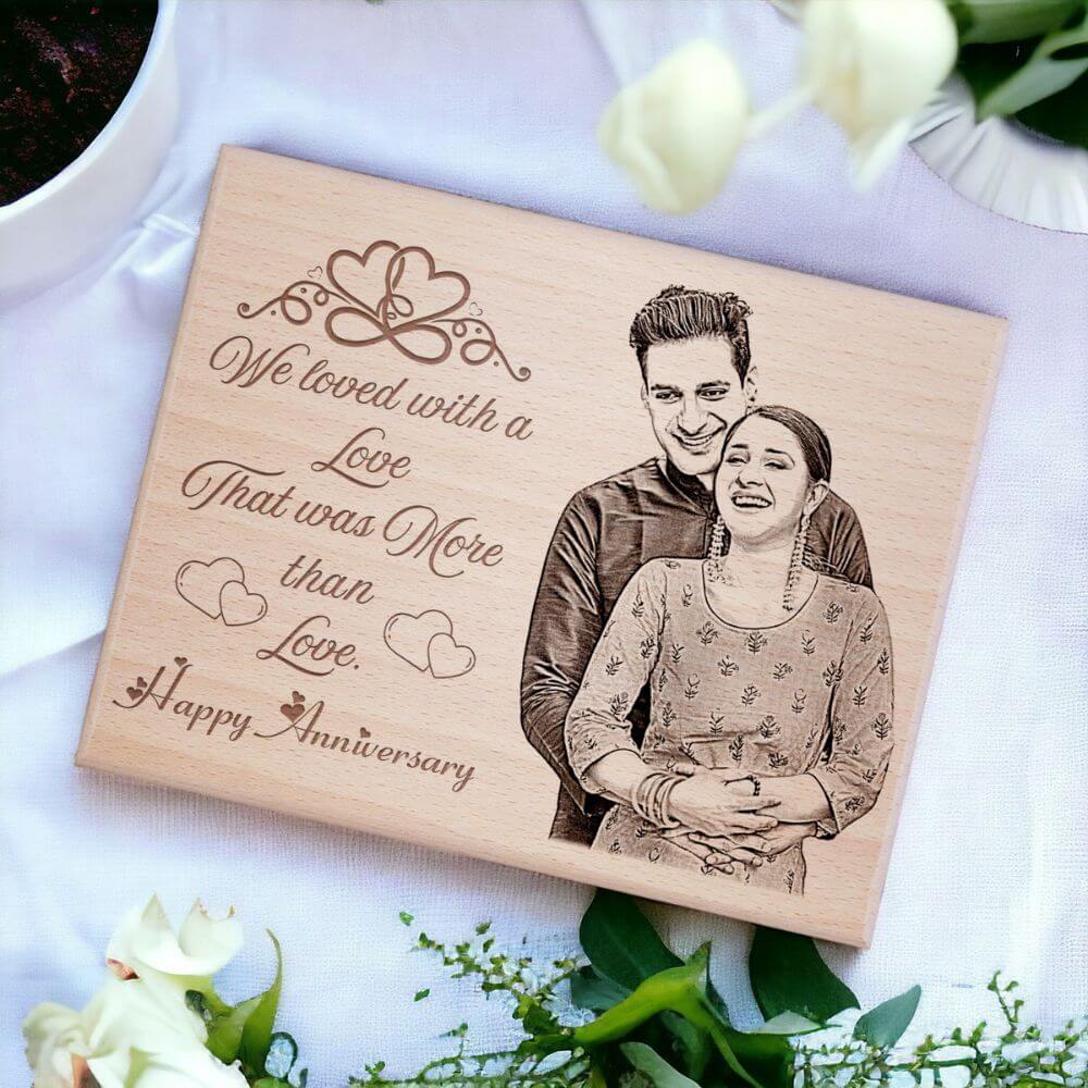 Engraved Wooden Anniversary Plaque Gift - 4