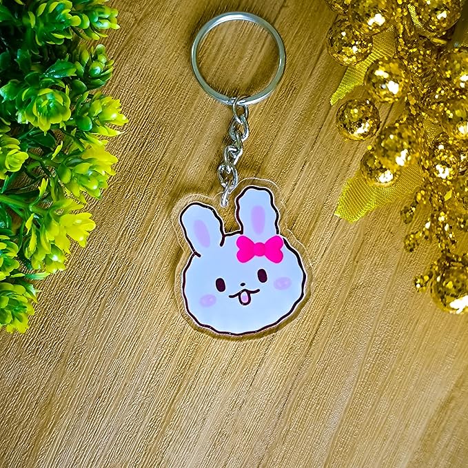 Cute rabbit acrylic keychain - 2