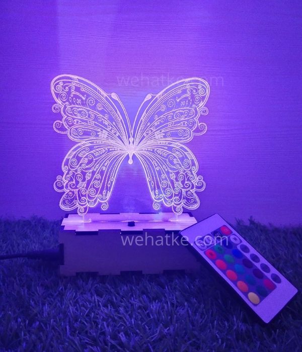 Personalized 3D illusion Butterfly Led Lamp With Remote - 3